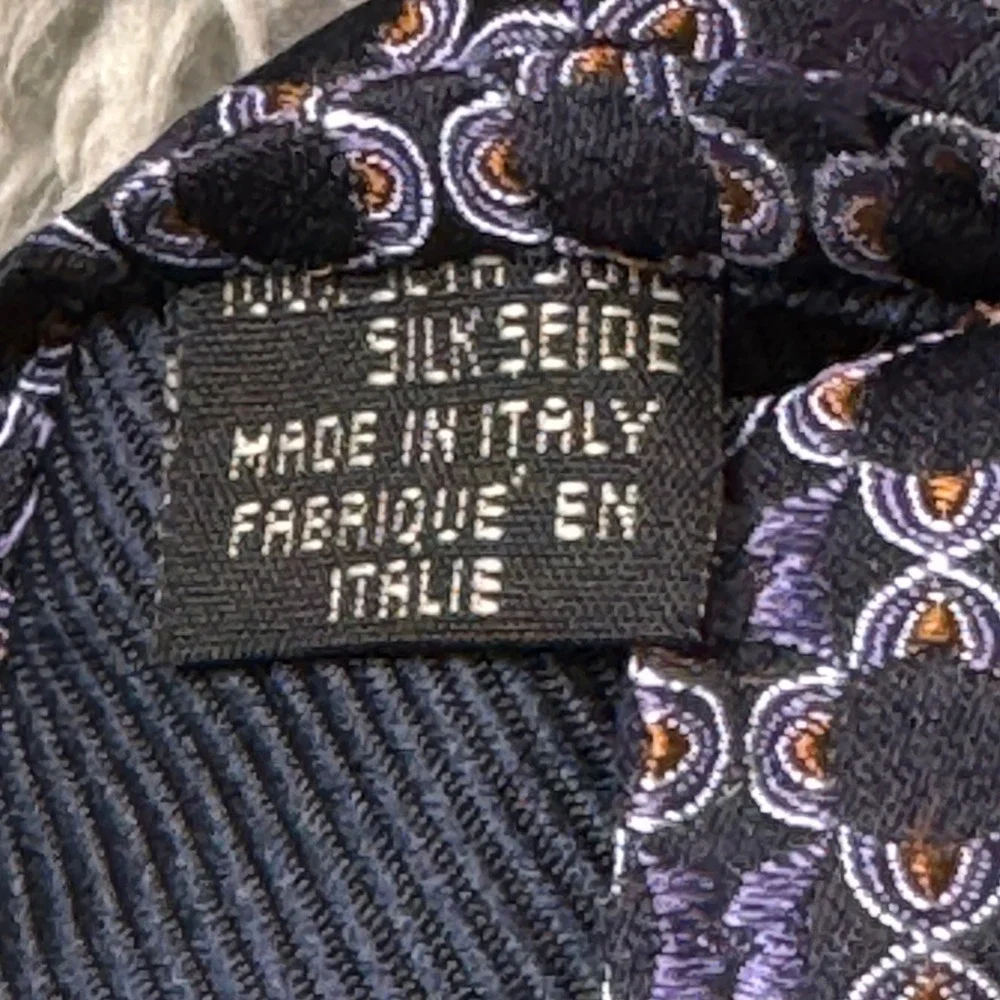 Canali Purple Geometric Floral 100% Silk Necktie Made in Italy Classic Tie
